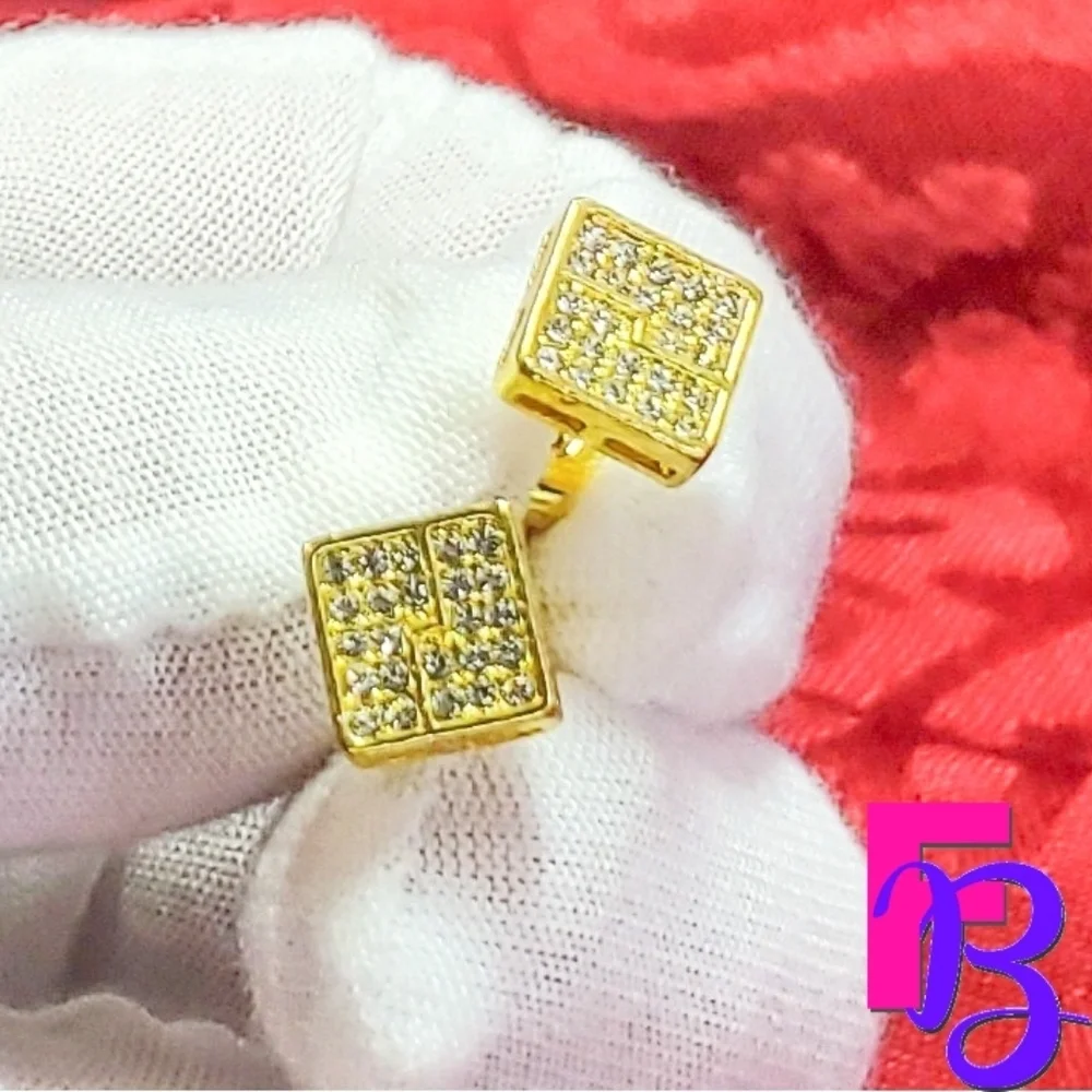 14K Mens Micropave Earrings